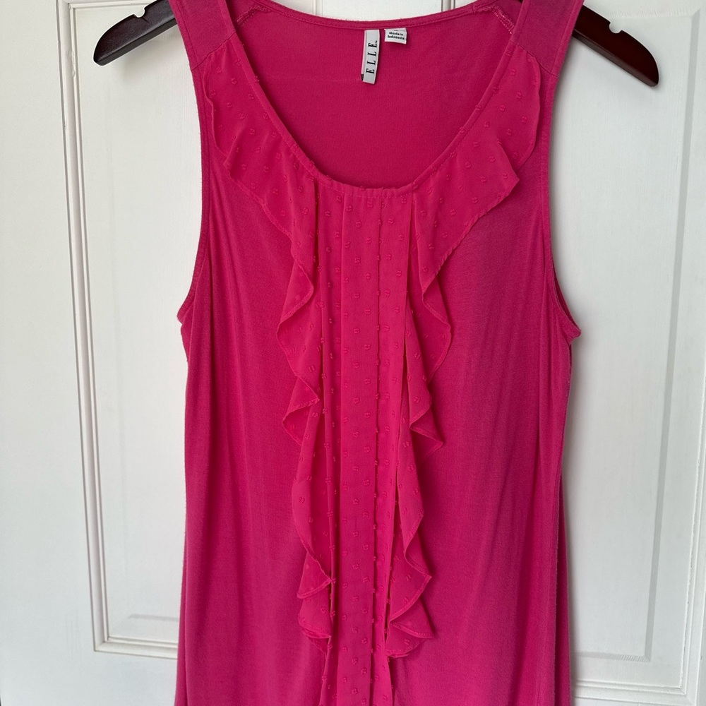 Elle Pink Ruffle Sleeveless Top